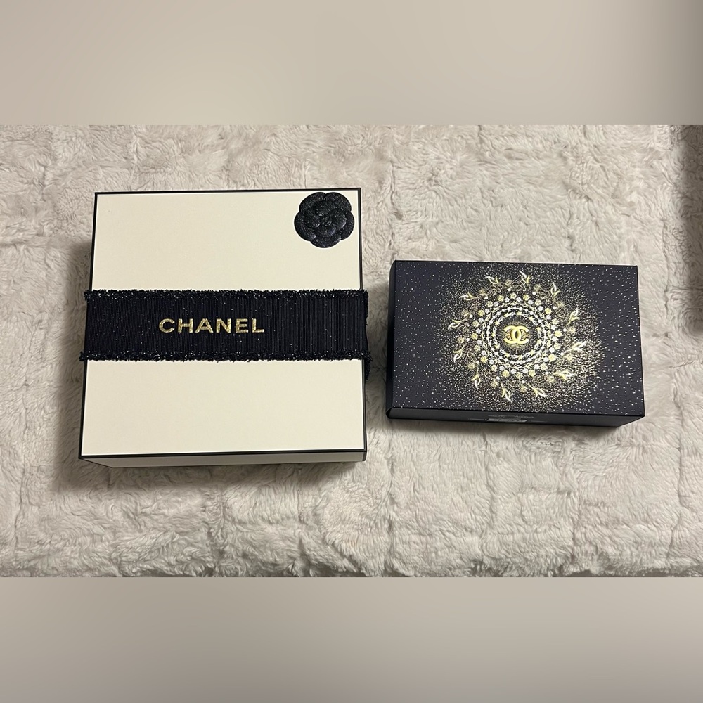 Authentic Chanel Blue and Gold Gift Box set